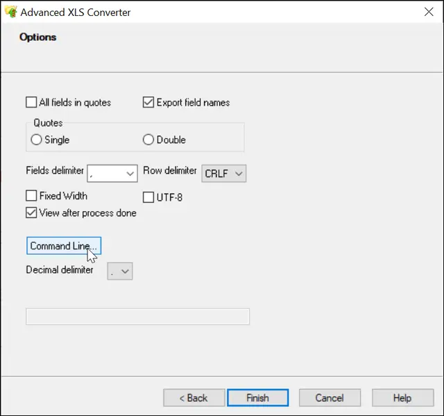 CSV file format options